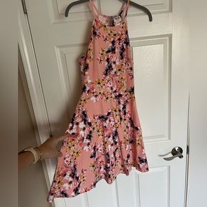 Pink floral skater dress